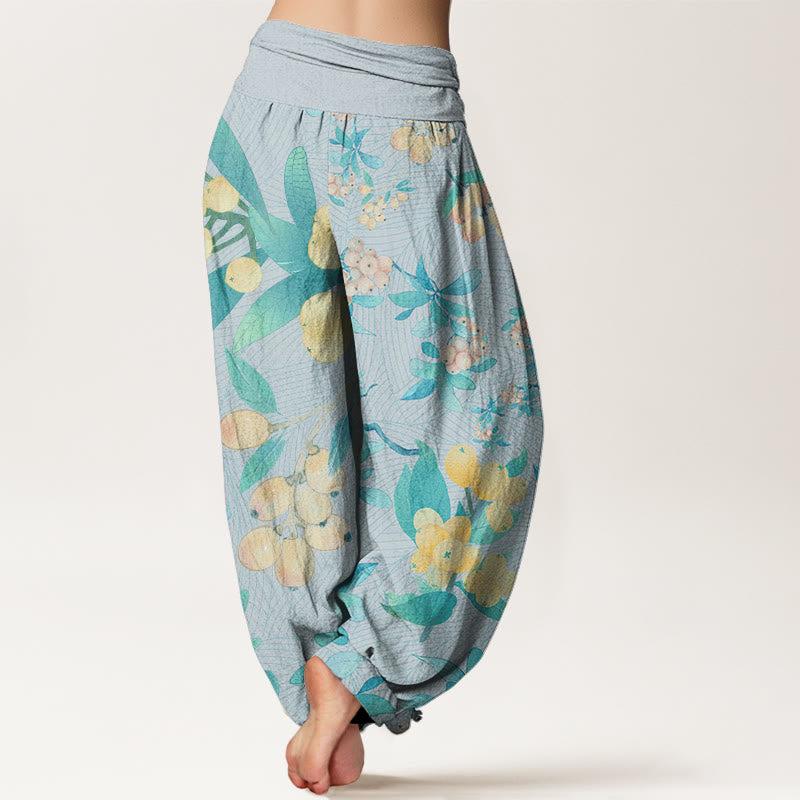 Casual Loquat Pattern Women's Elastic Waist Harem Pants