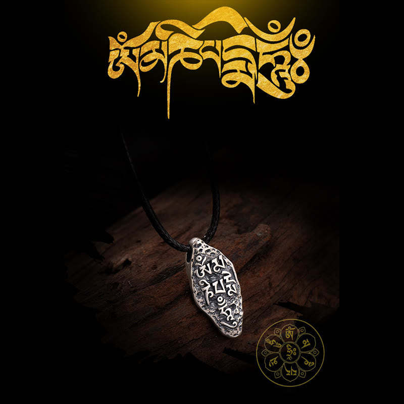 Tibetan 925 Sterling Silver Om Mani Padme Hum Dorje Vajra Engraved Strength Necklace Pendant