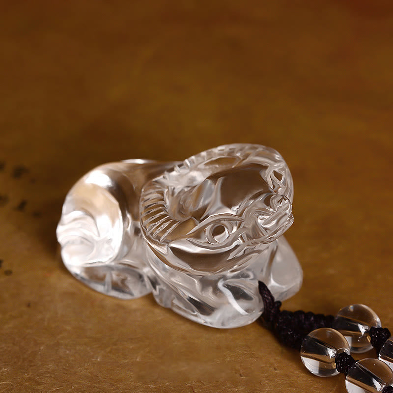 Chinese Zodiac White Crystal Protection Necklace Pendant