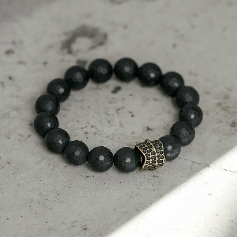 Matte Frosting Black Onyx Copper Brass Protection Bracelet