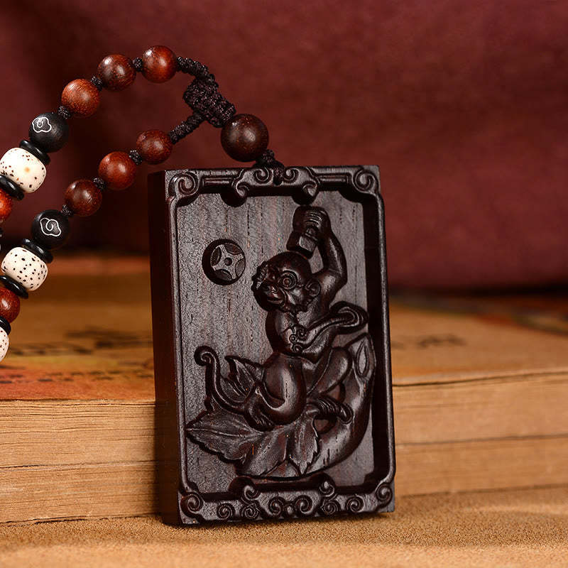 Chinese Zodiac Small Leaf Red Sandalwood Calm Necklace Pendant