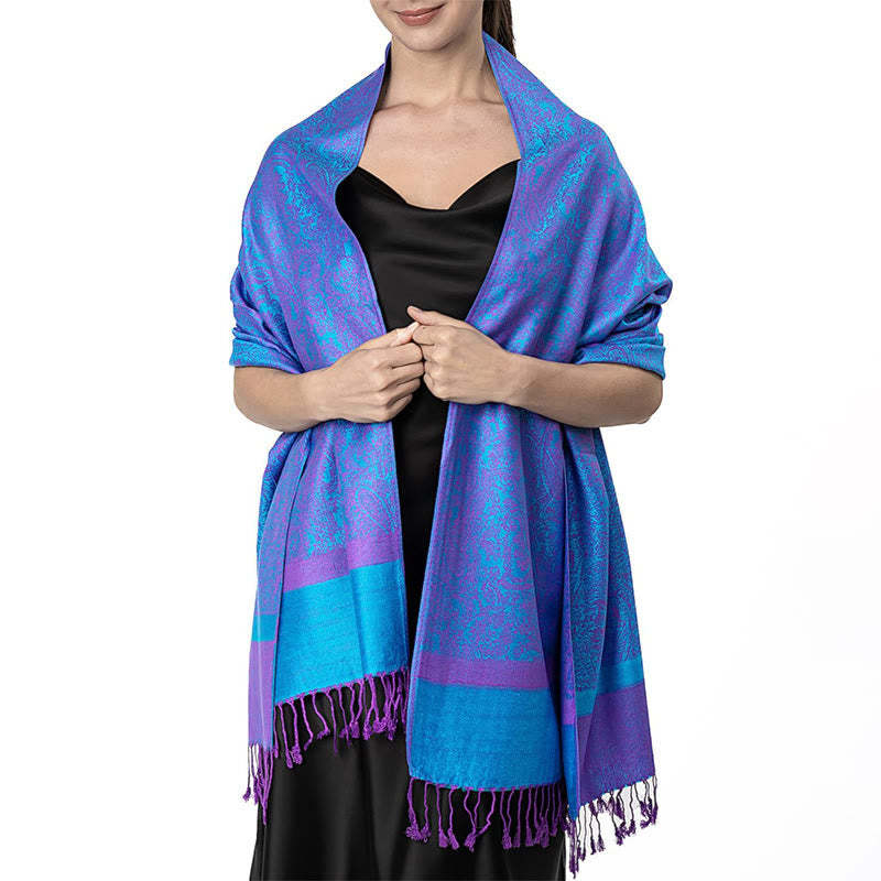 Tibetan Cashew Jacquard Tassels Shawl Spring Fall Winter Warm Cozy Scarf Wrap