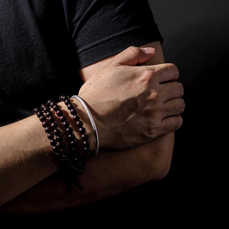 Tibetan Heart Sutra White Copper Luck Bracelet