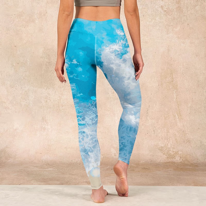 Ocean Waves Fish Gym Leggings Women's Yoga Pants