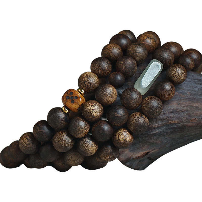 108 Mala Beads Brunei Agarwood Hetian Jade Yak Bone Strength Balance Bracelet