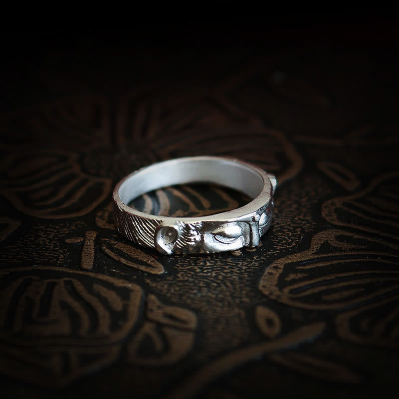 999 Sterling Silver mystic zen Eyes Protection Ring