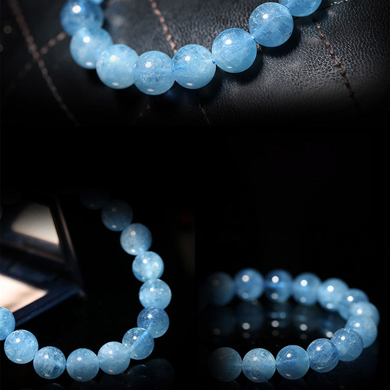 mystic zenstoneshop Aquamarine Beads Peace Healing Bracelet