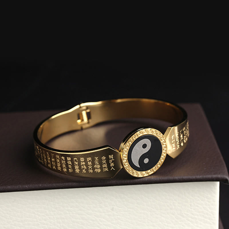 Yin Yang Lotus Om Mani Padme Hum Mantra Titanium Steel Harmony Bracelet Bangle