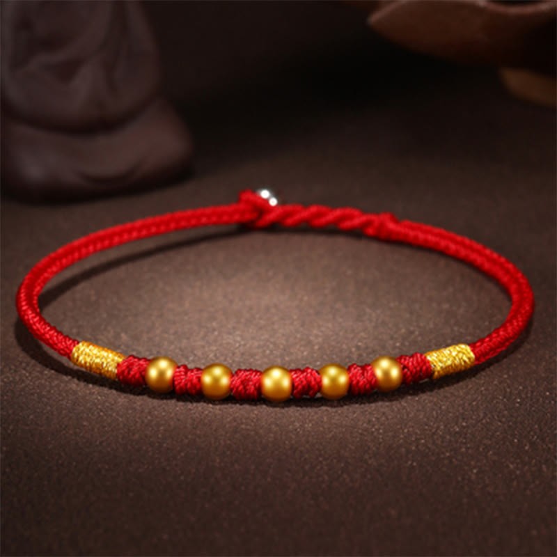 999 Gold Beads Luck King Kong Knot Handmade Braided Protection Bracelet