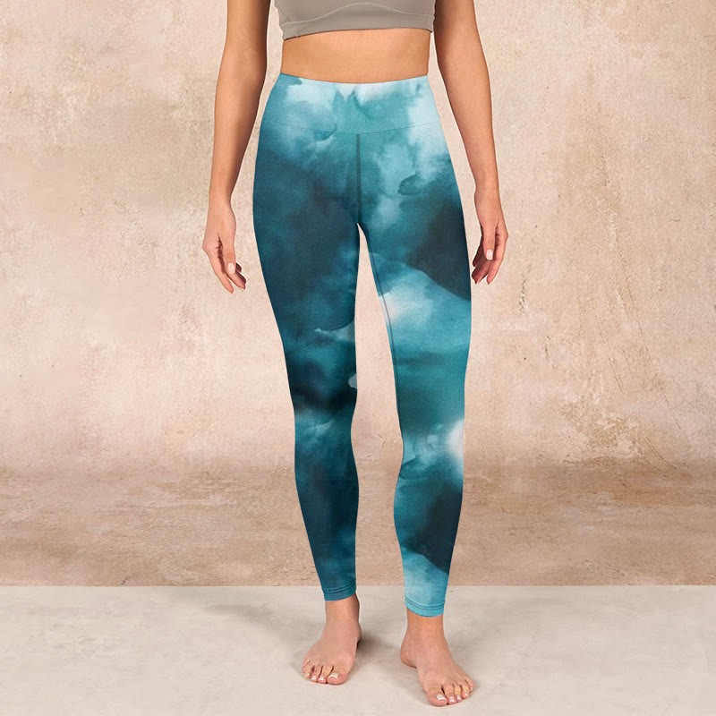 Dark Green Cloud Gym Leggings Women's Yoga Pants