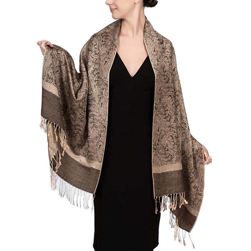 Tibetan Cashew Jacquard Tassels Shawl Spring Fall Winter Warm Cozy Scarf Wrap