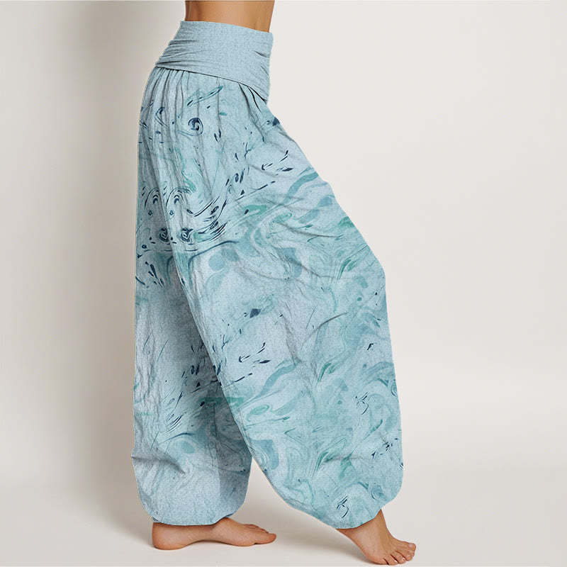 Flow Wind Pattern Women's Elastic Waist Harem Pants
