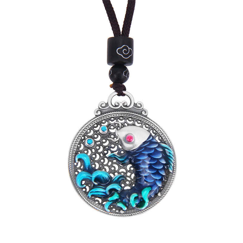 999 Sterling Silver Luck Koi Fish Success Prosperity Necklace Pendant