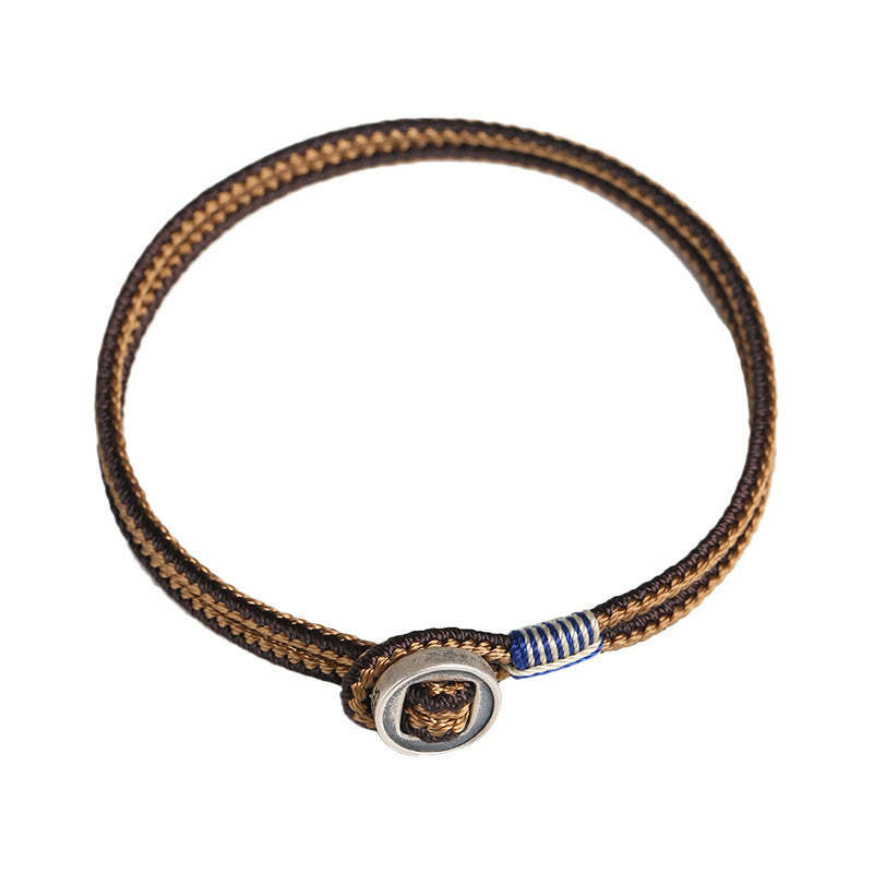 925 Sterling Silver Handmade Button Protection Weave String Bracelet