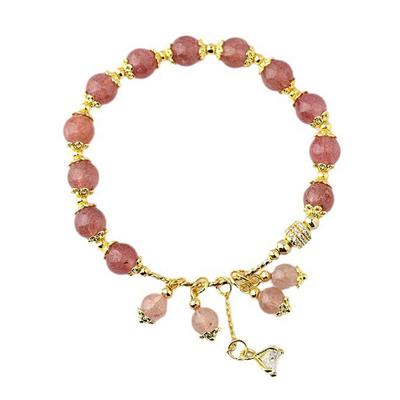 Natural Strawberry Quartz Crystal Zircon Healing Positive Bracelet