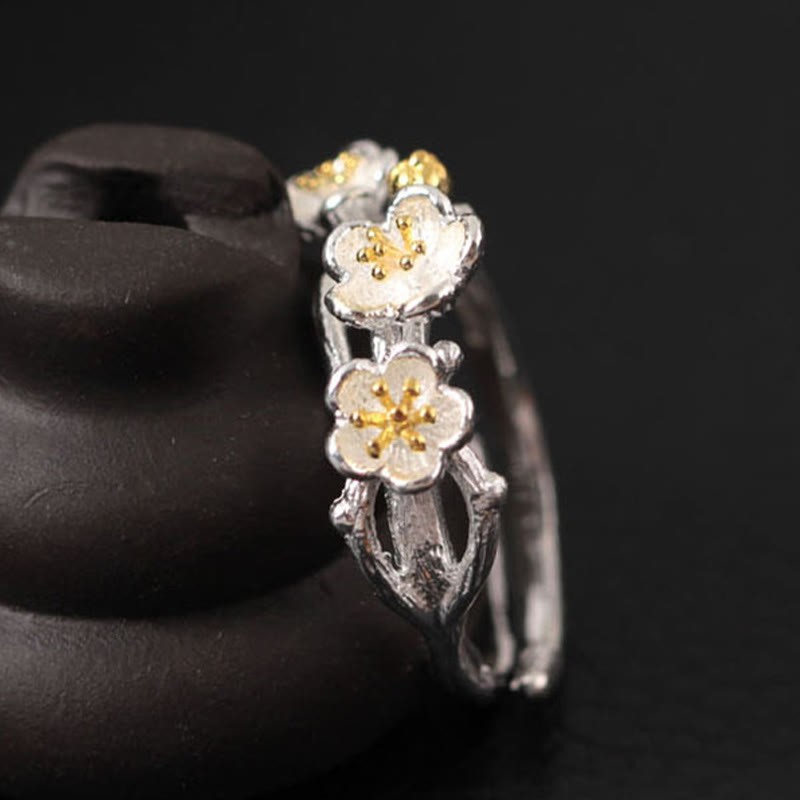 925 Sterling Silver Plum Bossom Calm Ring