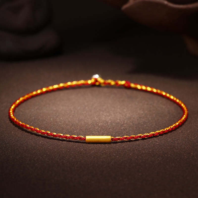999 Gold Bead Handmade Four Thread Wishful Knots Braided Protection Bracelet
