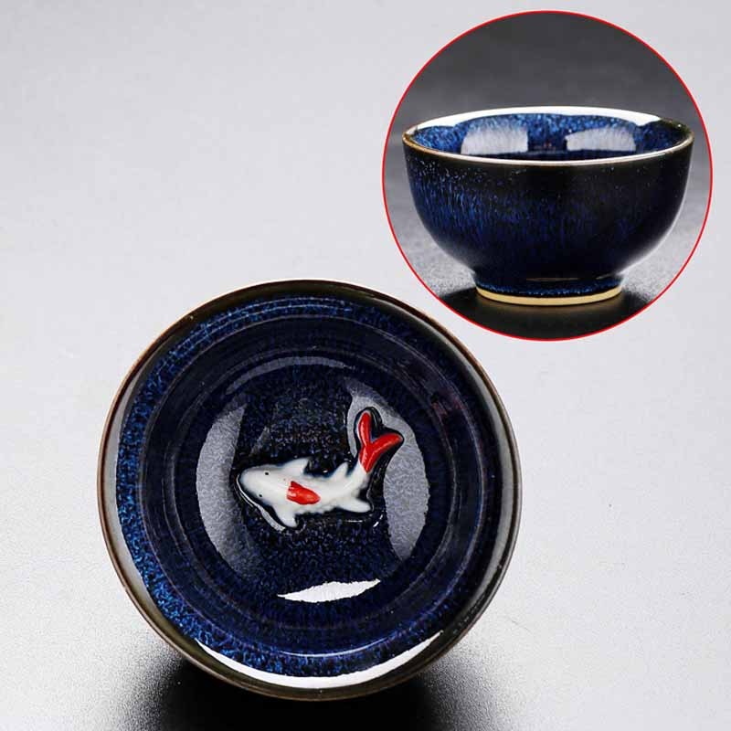 Small Koi Fish Kiln Change Chinese Jianzhan Ceramic Teacup Kung Fu Tea Cup 60ml
