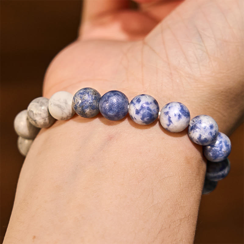 Sodalite Picasso Jasper White Turquoise Intuition Bracelet