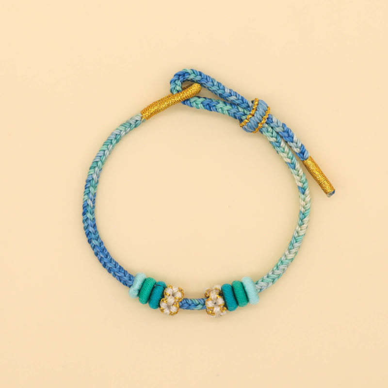Handmade Eight Thread Peace Knot Peach Blossom Knot Luck Rope Braided Bracelet