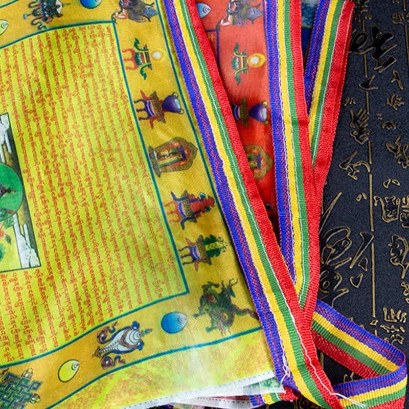 Tibetan 5 Colors Windhorse mystic zen Tara Scriptures Healing Auspicious Outdoor Prayer Flag