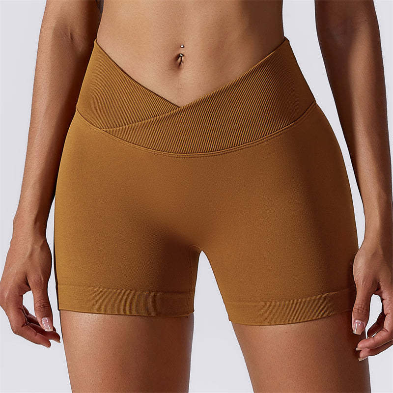 Women Seamless High Elasticity Sports Fitness High Waist Yoga Workout Shorts