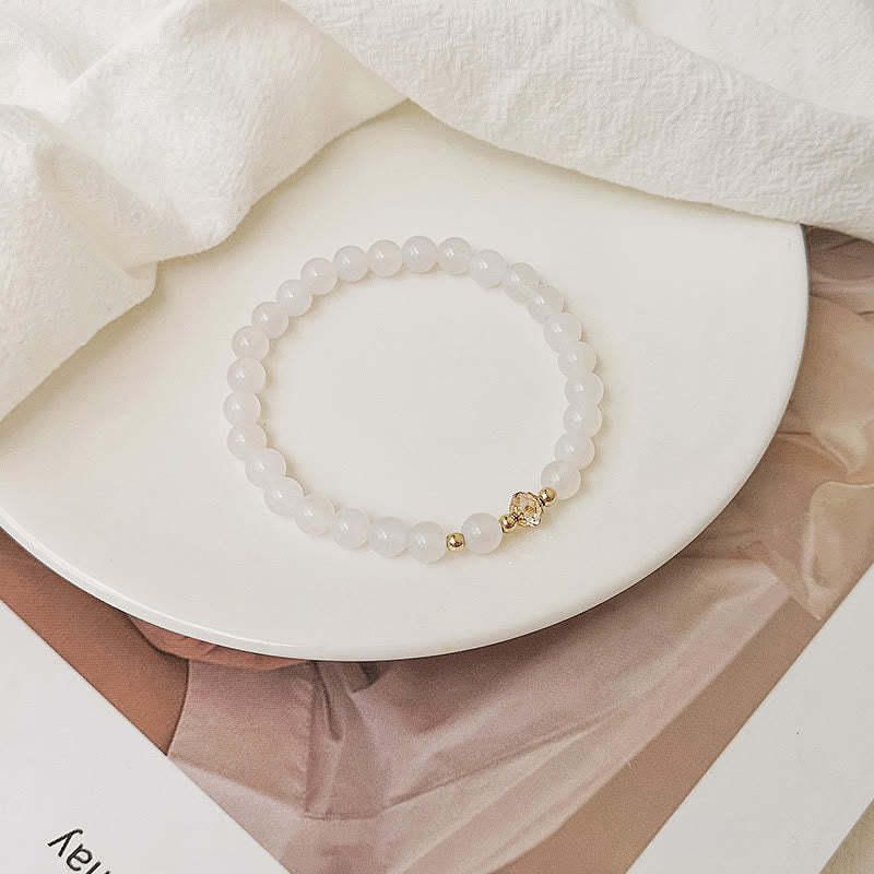 14K Gold Plated Copper Aquamarine White Crystal White Agate Blue Crystal Healing Bracelet