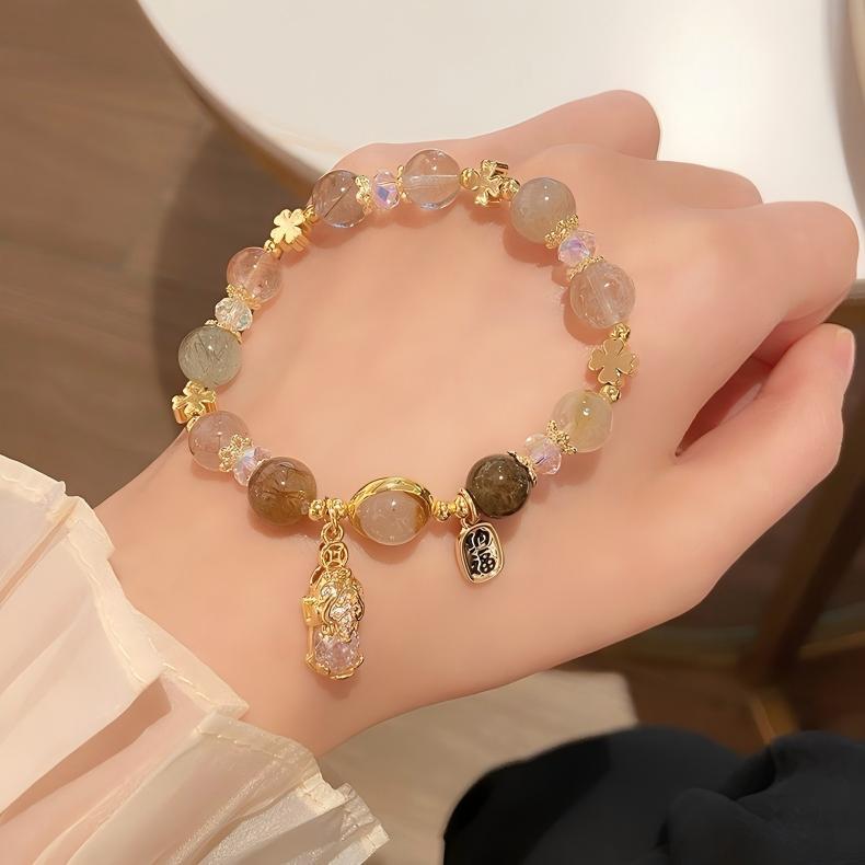 2025 Natural Citrine Pixiu Bracelet｜Wealth & Career Protection｜Rutilated Quartz for Luck｜Feng Shui Jewelry｜Customizable