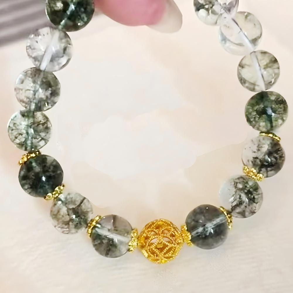 Ancient green ghost crystal hydrangea bracelet to attract wealth and anti-villain Wang career marriage fortune fortune feng shui amulet