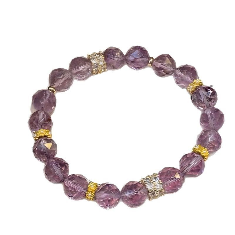 Natural Amethyst Bracelet Women's Premium Sense Crystal Strings Luck Aid Study Karma Recruiting Nobleman Anti-Villain Energy Jewelry.