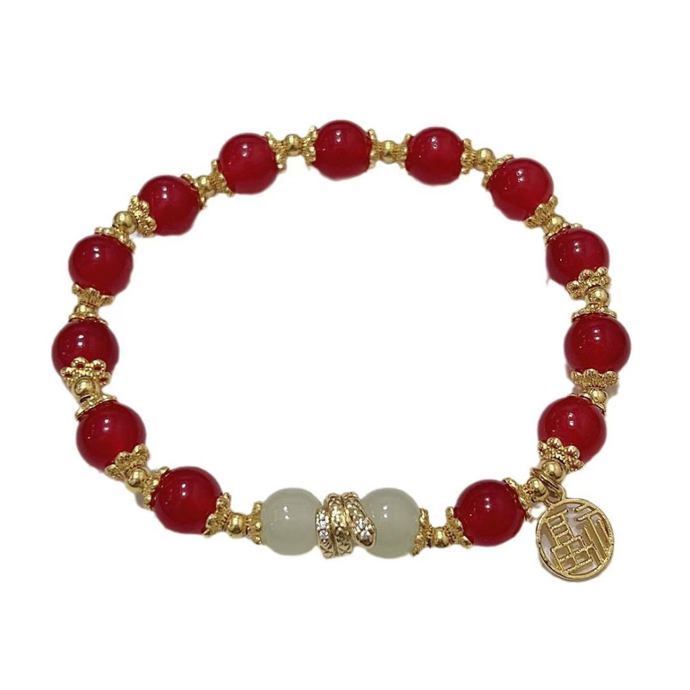 【Energy Choice】Natural Red Agate Bracelet for Women - High-End Hand Chain for Good Luck Career Success Attracting Benefactors Avoiding Enemies - Energy Jewelry with Good Fortune Amulet