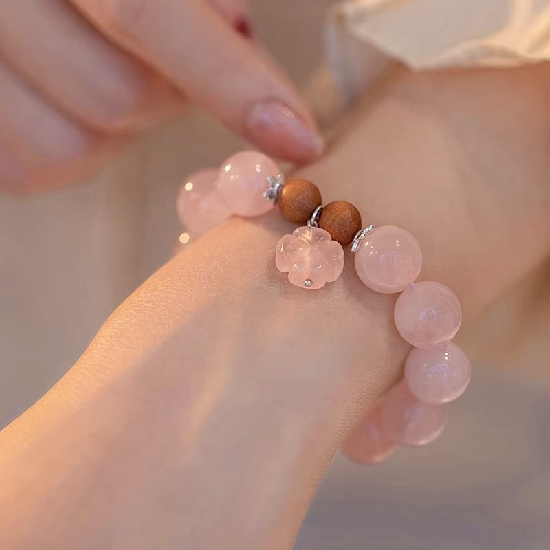 【Peach Blossom Luck Charm】Natural Rose Quartz Bracelet for Women - Premium-Quality Beaded Bracelet to Attract Romance and Marriage Perfect Gift for Best Friends Luck-Enhancing Jewelry to Ward Off Enemies