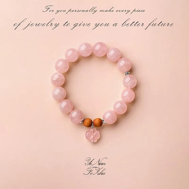 【Peach Blossom Luck Charm】Natural Rose Quartz Bracelet for Women - Premium-Quality Beaded Bracelet to Attract Romance and Marriage Perfect Gift for Best Friends Luck-Enhancing Jewelry to Ward Off Enemies