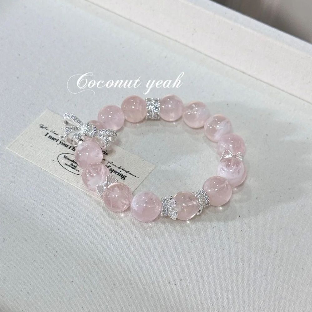 【Fairy's Choice】Natural Pink Quartz Bracelet for Women Luxurious Crystal Bracelet Attracts Good Fortune Romance Enhances Love Marriage Protects Against Malicious Influences Energy-Infused Jewelry
