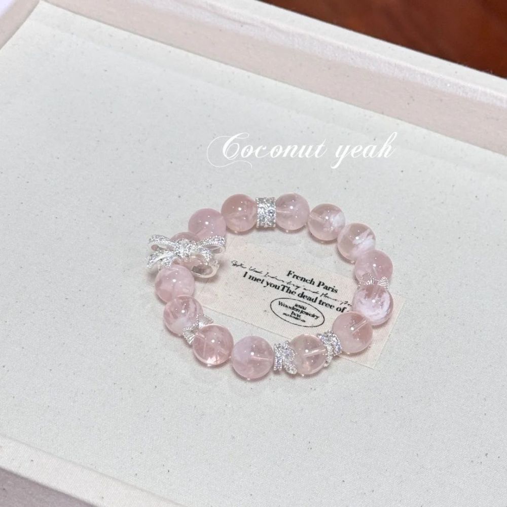 【Fairy's Choice】Natural Pink Quartz Bracelet for Women Luxurious Crystal Bracelet Attracts Good Fortune Romance Enhances Love Marriage Protects Against Malicious Influences Energy-Infused Jewelry