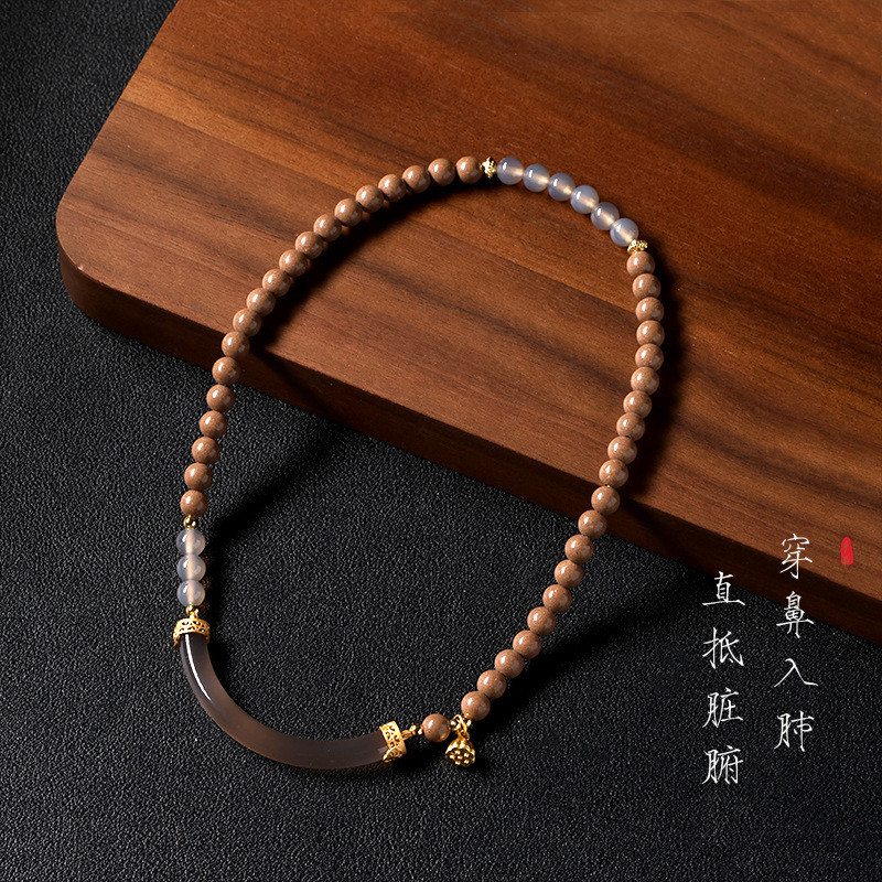 Ancient White Dragon Saliva Scented Bead Double-Strand Bracelet | Guochao Agate Semi-Bangle Incense Bracelet | Cultural Prayer Bead Accessory