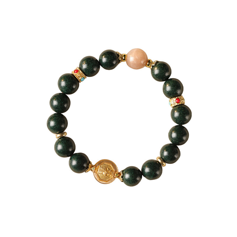 Tai Sui Golden Light Mantra Zen-Inspired Neo-Chinese Dream Aura Incense Bead Bracelet with Solar Stone Prayer Beads | New Style Hand Chain