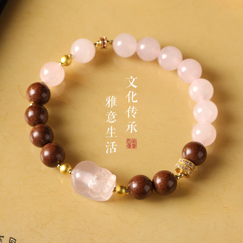 Girls' Pink Pixiu Scented Beads & Crystal BFF Wealth-Boosting Single-Loop Bracelet | Fortune-Amplifying Jewelry Gift