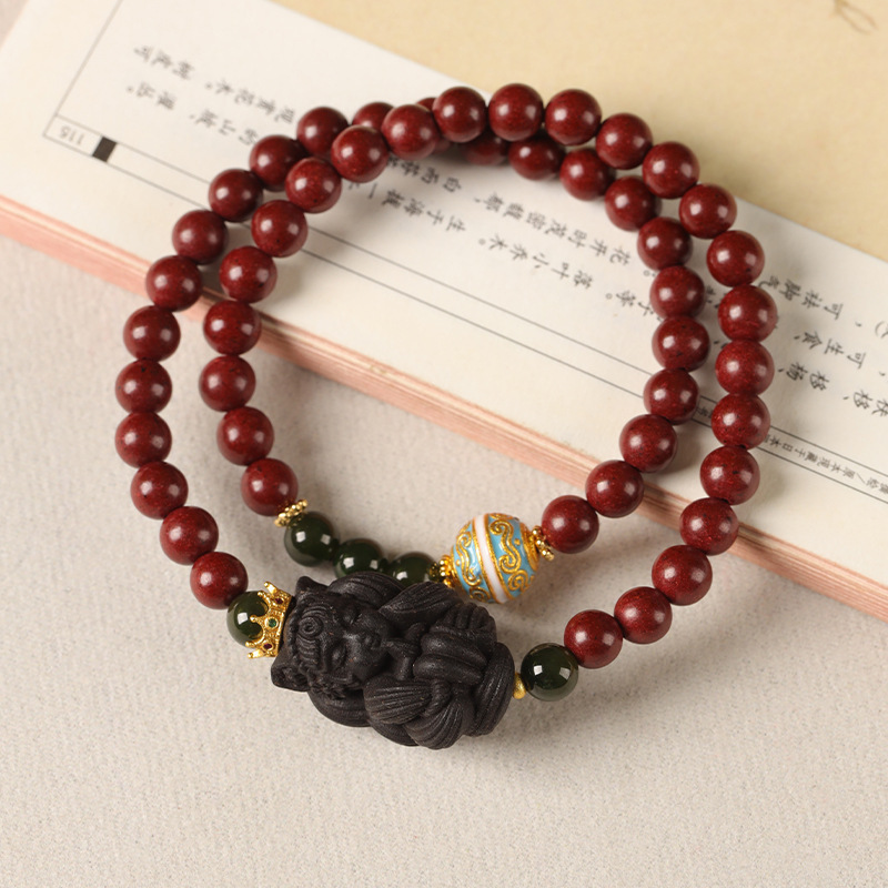Intangible Cultural Heritage Cloisonné & Ancient-Method Incense "Nine-Tailed Fox" New Chinese Style Bracelet Prayer Beads Zodiac Year Guochao Double-Loop Bracelet