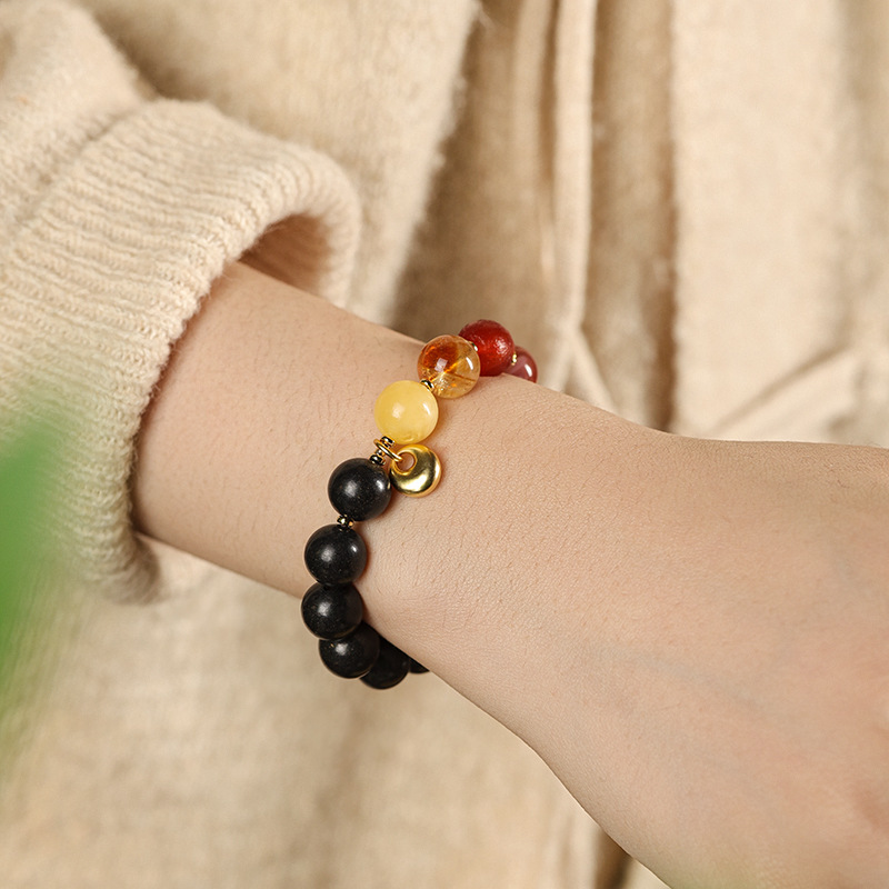 New Chinese Style Subtle Scent Wrist-Lasting Incense Beads & Multi-Gem Single Loop Mini Blessing Pouch Women's Bracelet