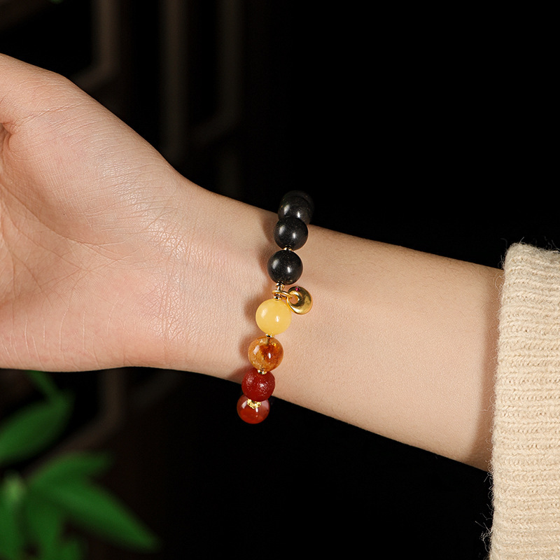 New Chinese Style Subtle Scent Wrist-Lasting Incense Beads & Multi-Gem Single Loop Mini Blessing Pouch Women's Bracelet