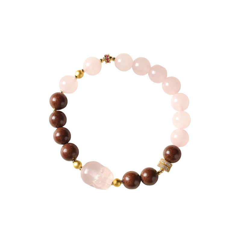Girls' Pink Pixiu Scented Beads & Crystal BFF Wealth-Boosting Single-Loop Bracelet | Fortune-Amplifying Jewelry Gift