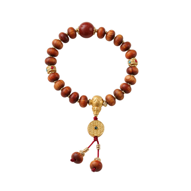 Vintage Abacus-Incense Bracelet (New Chinese Style) with Tai Chi Pendant & Cypress Wood Beads