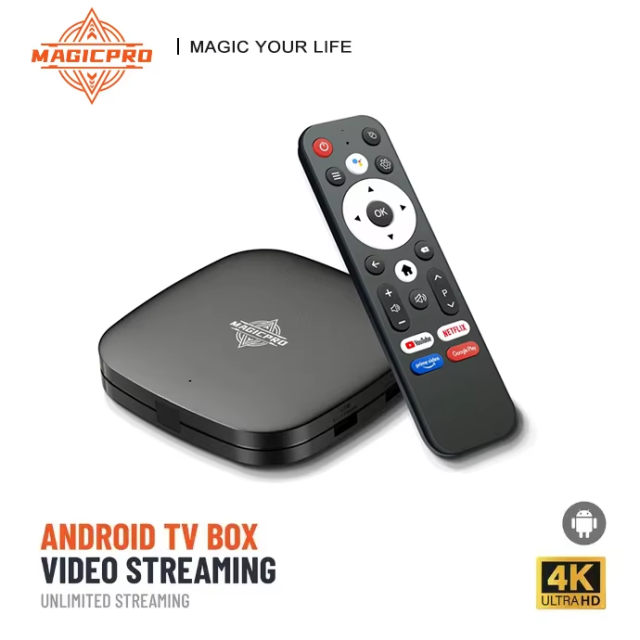 Magicpro Android TV BOX Gk63 4K RAM 2GB ROM 8GB 16GB BT Voice Remote Set Top Box Smart Tv 12V 1A