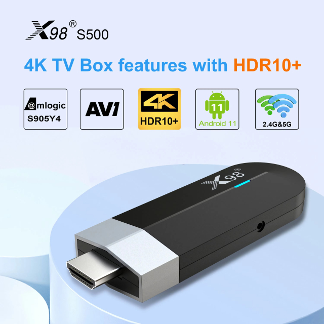 X98 S500 TV STICK  Android 11.0 Smart TV Box Amlogic S905Y4 2.4G/5G WiFi 4K  BT Set Top Box Media Player X98S500