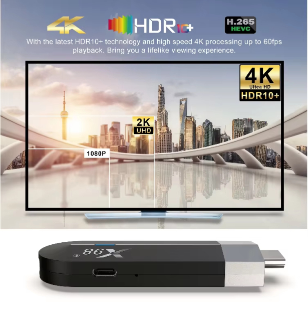 X98 S500 TV STICK  Android 11.0 Smart TV Box Amlogic S905Y4 2.4G/5G WiFi 4K  BT Set Top Box Media Player X98S500
