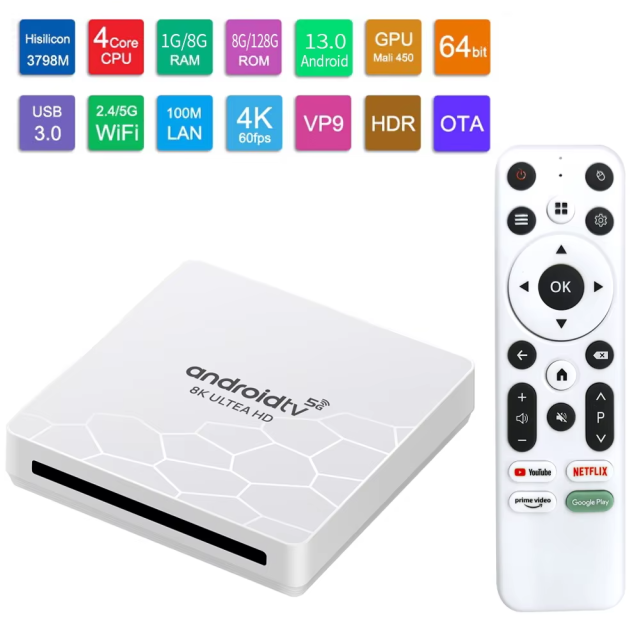 Cheap Model  Android Tv box 5G Hisilicon 3798 2GB 8GB  Android 9 IR remote Control Set top box