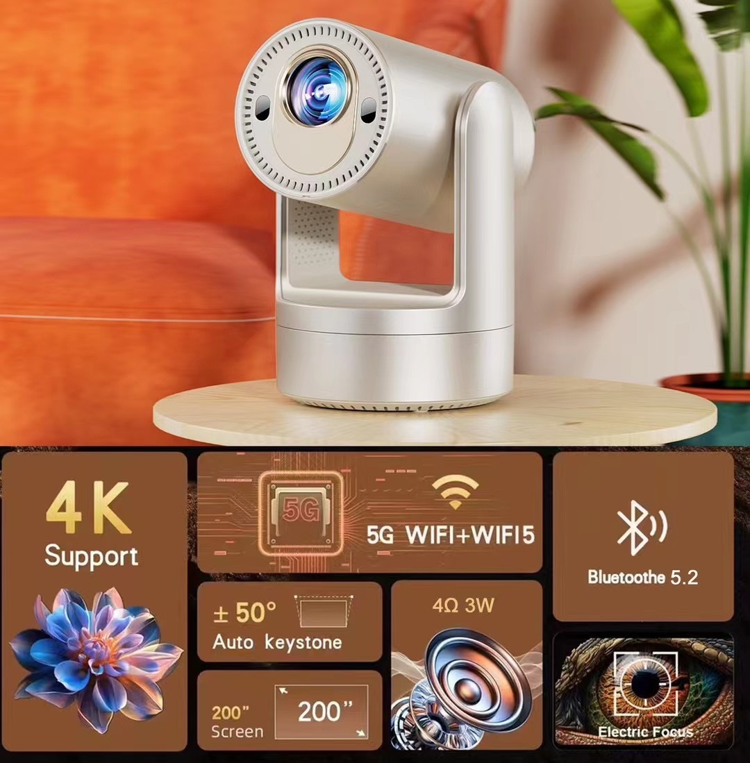 W3 Smart Projector 720P | Auto Focus, Android 9, WiFi 6, BT 5.2
