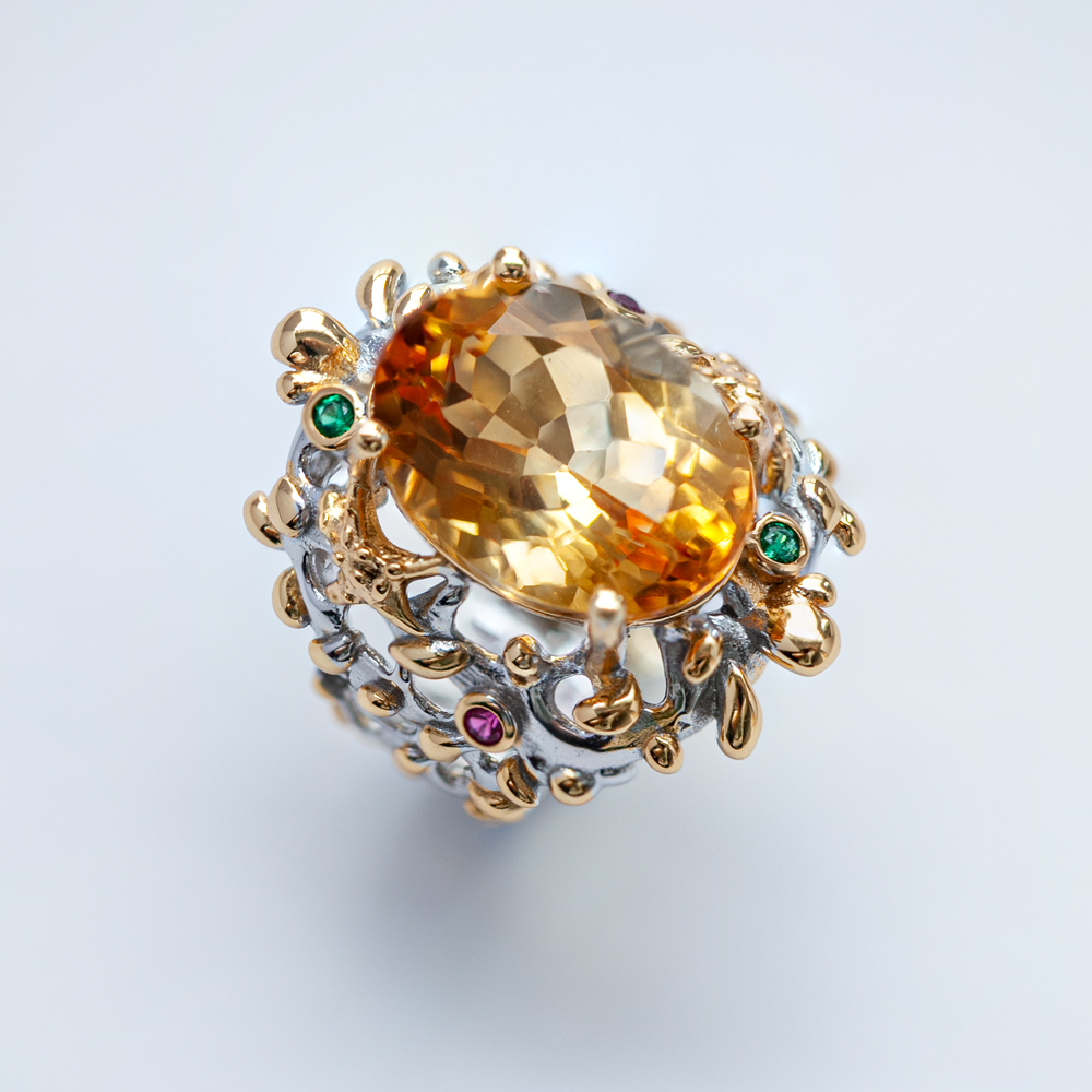 巴西黄水晶戒指