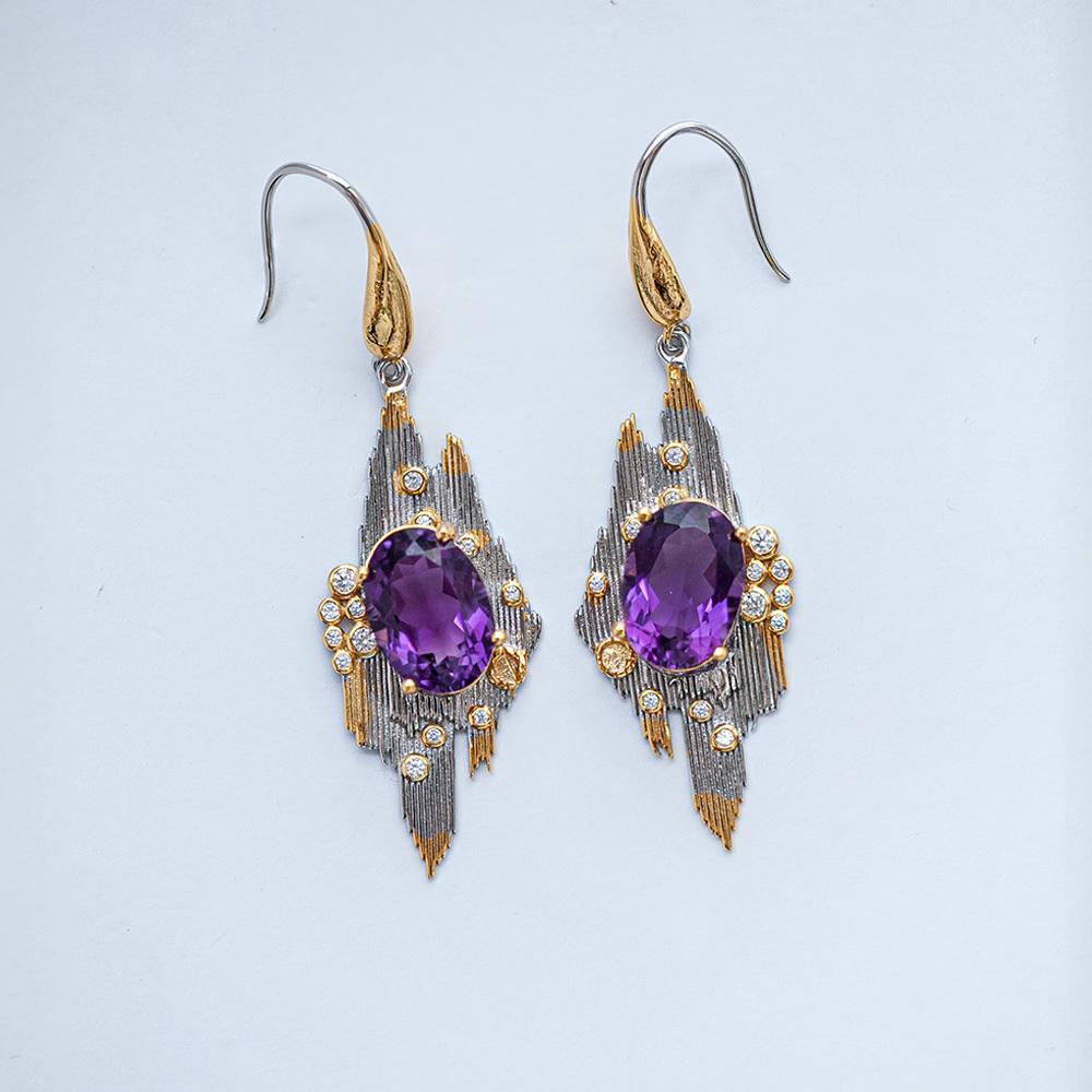 紫水晶耳钩
